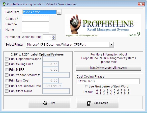 Zebra Price Label Software screen shot